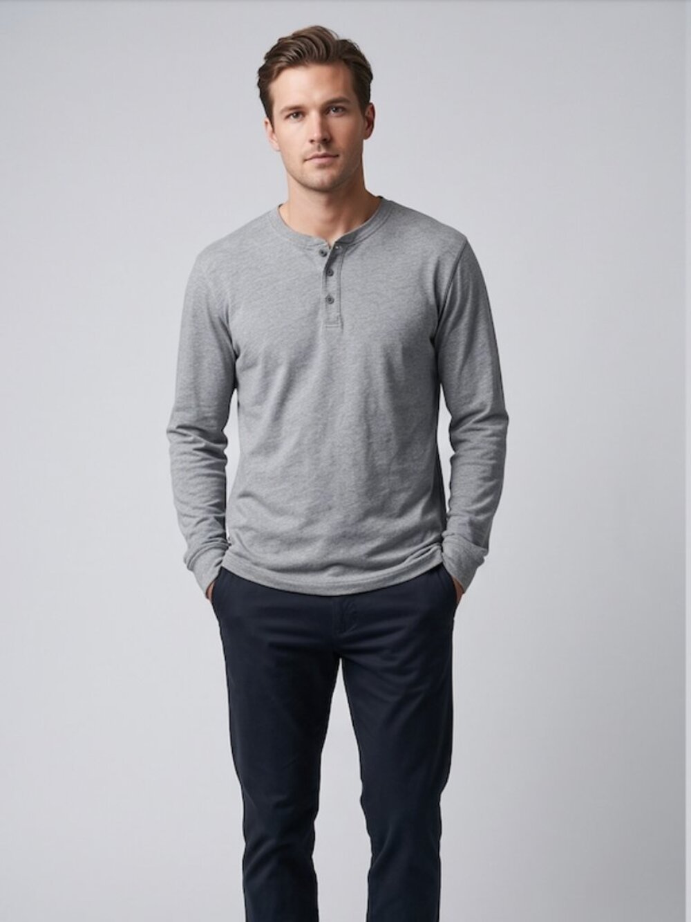 Zanerobe Grey Streetwear Everyday Henley – Premium Soft Knit Top